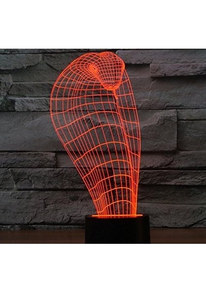Optik Illüzyon 3D Kobra Yılan Gece Lambası 16 Col (Yurt Dışından)