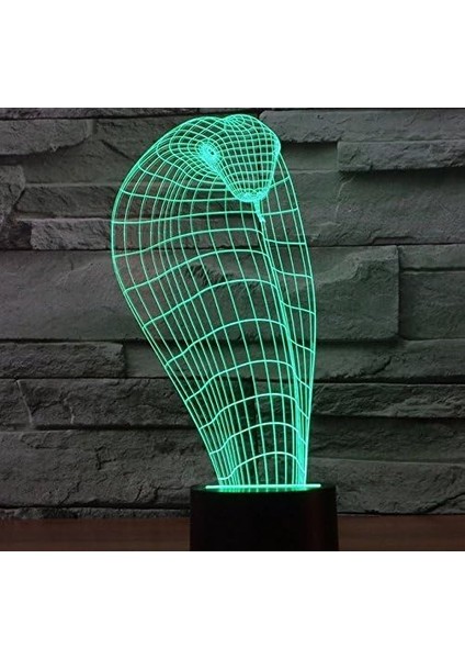 Optik Illüzyon 3D Kobra Yılan Gece Lambası 16 Col (Yurt Dışından)