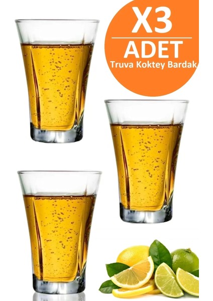 Tilbe Home Truva Bardak Kokteyl Meşrubat Bardağı Kalın Tabanlı Retro 350 ml 3 Adet