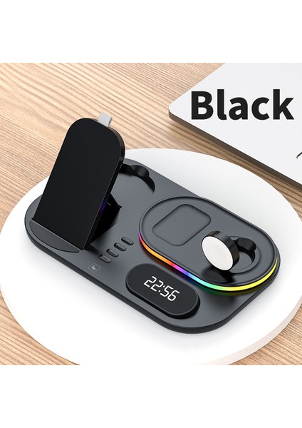 4 In 1 Kablosuz Şarj Aletleri iPhone 11 12 13 Pro Max 30 W Hızlı Şarj Dock Istasyonu Apple Watch/ ile Lamba ve Saat (Yurt Dışından)