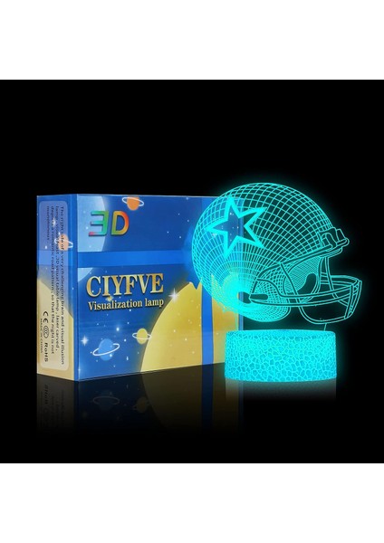 Beyzbol Kaskı 3D Gece Lambası Dokunmatik Kontrol - 7 C (Yurt Dışından)