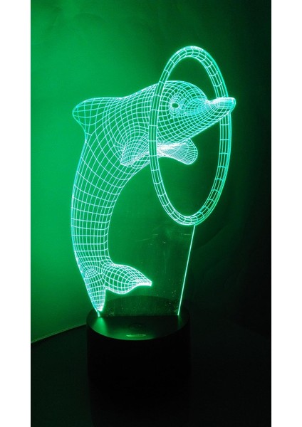 Eifel 3D Gece Lambası LED Illusion Lamba Başucu Des Dolphin Through Ring (Yurt Dışından)