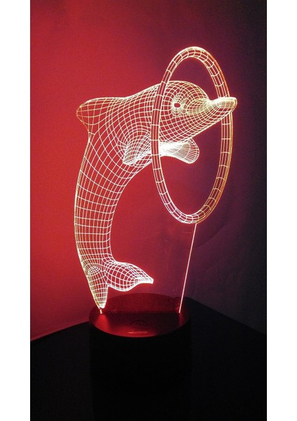 Eifel 3D Gece Lambası LED Illusion Lamba Başucu Des Dolphin Through Ring (Yurt Dışından)