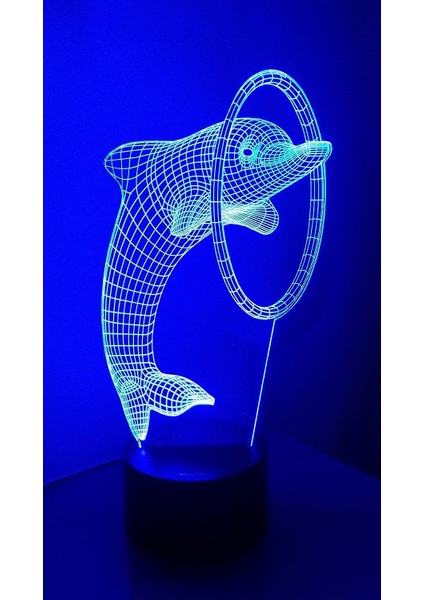 Eifel 3D Gece Lambası LED Illusion Lamba Başucu Des Dolphin Through Ring (Yurt Dışından)