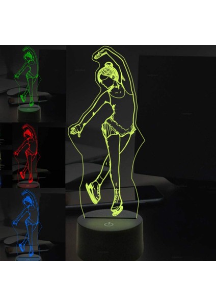 3D Balerin Bale Buz Pateni Gece Işığı Dokunuşu (Yurt Dışından)