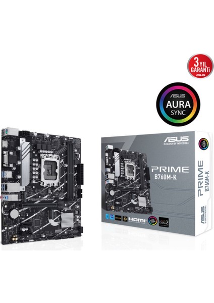 Prıme B760M-K, 2xddr5, 2x M.2, D-Sub, Hdmı, 12-13.nesil, LGA1700 Soket, Anakart