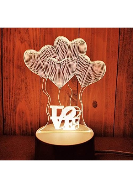 3D Akrilik LED Gece Lambası - Dekorasyon USB Oyuncak Ayı (Yurt Dışından)