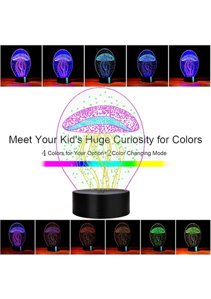 3D LED Lamba Denizanası Gece Lambası Dokunmatik Masa Masası (Yurt Dışından)
