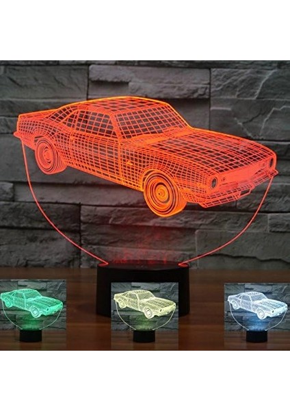 3D Araba Şekli Gece Lambası 16 Renk Değişimi LED Uzaktan Kumanda (Yurt Dışından)