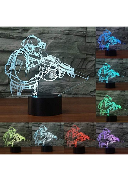 3D Illusion Jesus Cross Gece Lambası, 7 Renk Keskin Nişancı Tüfeği (Yurt Dışından)