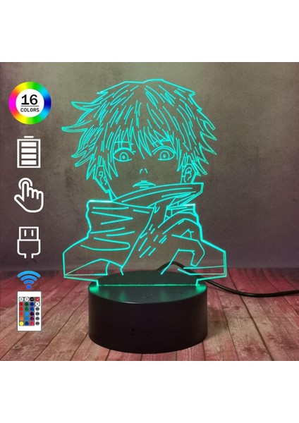 3D LED Masa Lambası Anime Gece Lambası Satoru Gojo Lam (Yurt Dışından)