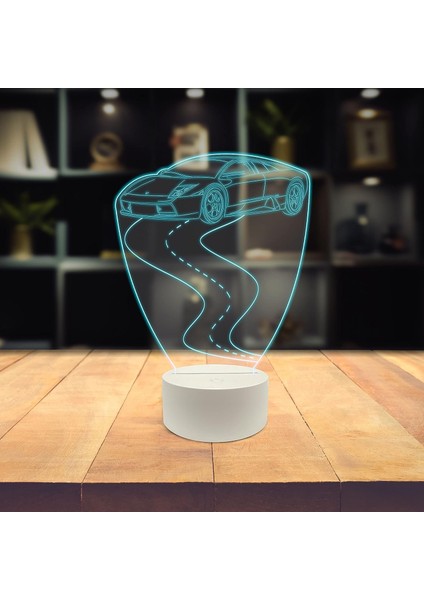 , Spor 3D LED Masa Lambası, Golf Oyuncusu Merhaba 8" x 10" Beyaz Tabanlı Spor Otomobil Araç Tekerleği (Yurt Dışından)