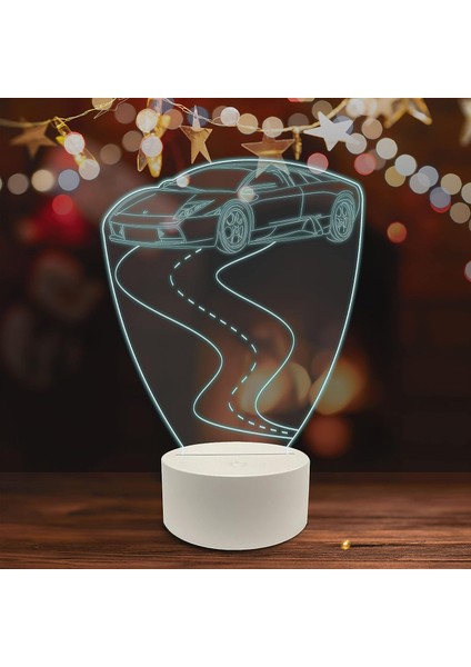 , Spor 3D LED Masa Lambası, Golf Oyuncusu Merhaba 8" x 10" Beyaz Tabanlı Spor Otomobil Araç Tekerleği (Yurt Dışından)