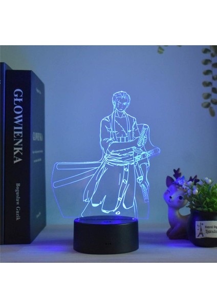 Anime 3D Renkli Roronoa Zoro LED Gece Lambası Tou (Yurt Dışından)