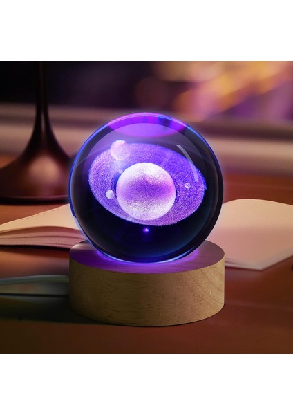 C Planet'li Çocuklar Için 3D Galaxy Kristal Top Gece Lambası (Yurt Dışından)
