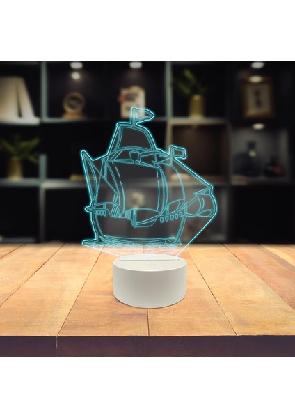 , Spor 3D LED Masa Lambası, Golf Oyuncusu Merhaba 8" x 10" Beyaz Taban Gemi Kadırga Yelken Sailor Marine (Yurt Dışından)