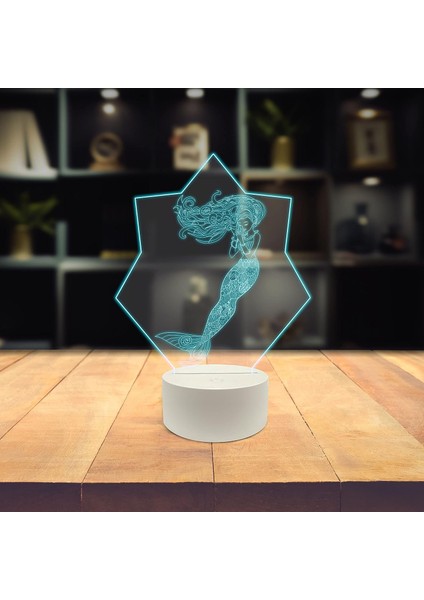 , Spor 3D LED Masa Lambası, Golf Oyuncusu Merhaba 8" x 10" Beyaz Tabanlı Hayali Yaratık Kadın Balık Kuyruğu ile (Yurt Dışından) modelleri