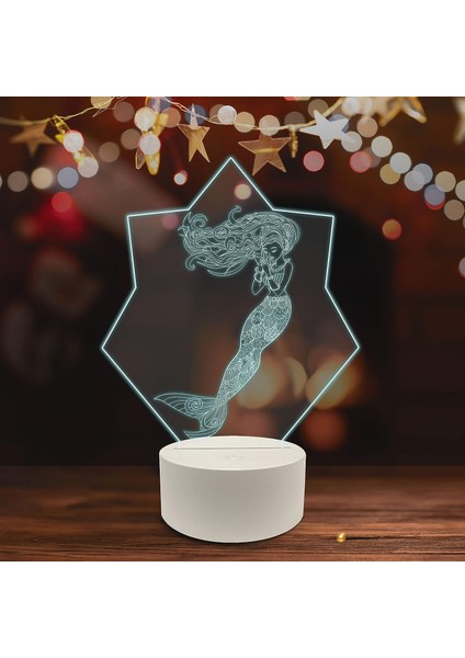 , Spor 3D LED Masa Lambası, Golf Oyuncusu Merhaba 8" x 10" Beyaz Tabanlı Hayali Yaratık Kadın Balık Kuyruğu ile (Yurt Dışından) fırsatları