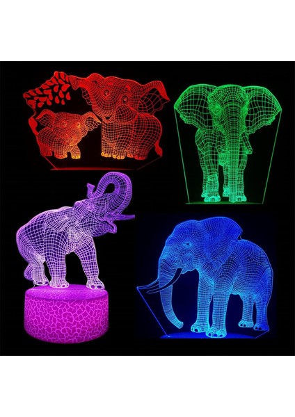3D Futbol Gece Lambası, 4 Desen 3D Hologram Illus Fil (Yurt Dışından)