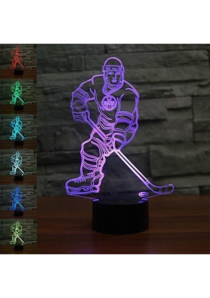 3D Buz Hokeyi Oyuncusu Gece Işığı Lambası Hasta (Yurt Dışından)