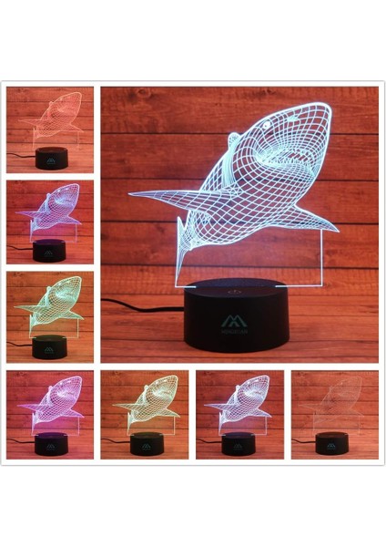 3D Ahtapot Gece Lambası 7 Renkli LED Dokunmatik Masa Des Shark (Yurt Dışından)