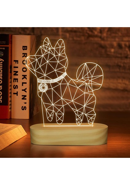 Köpek Gece Lambası, 3D LED Sıcak Renk Illu (Yurt Dışından)