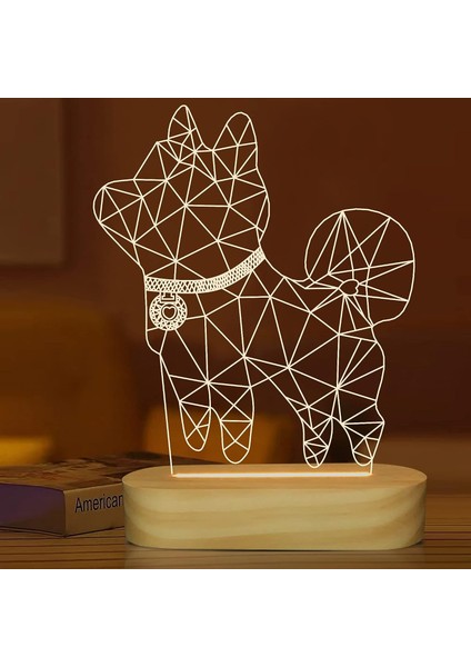 Köpek Gece Lambası, 3D LED Sıcak Renk Illu (Yurt Dışından)