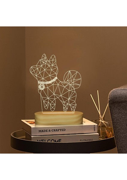 Köpek Gece Lambası, 3D LED Sıcak Renk Illu (Yurt Dışından)