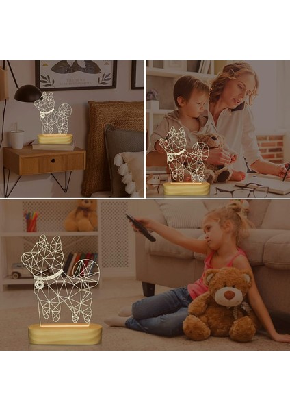 Köpek Gece Lambası, 3D LED Sıcak Renk Illu (Yurt Dışından)