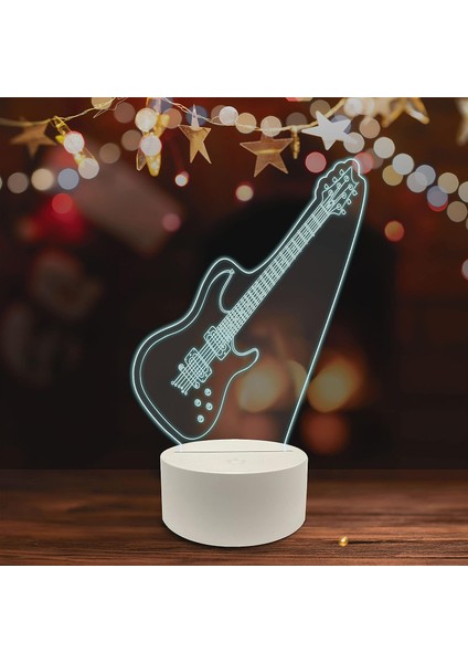 , Spor 3D LED Masa Lambası, Golf Oyuncusu Merhaba 8" x 10" Beyaz Taban Rock Yıldızı Enstrüman Çalma Melodi Sanatı (Yurt Dışından)