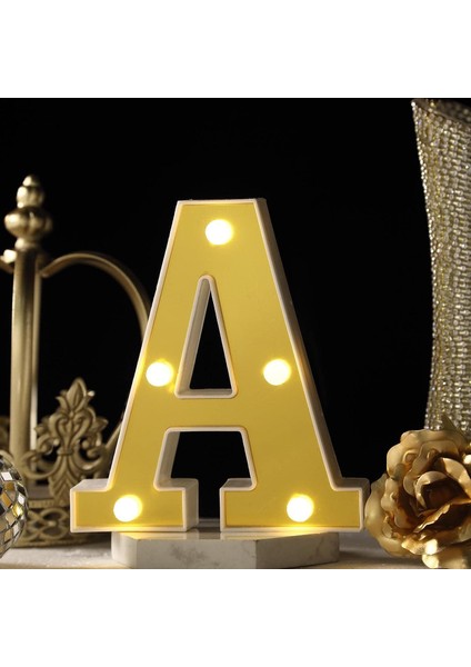 Efavormart 6" 3D Altın Kayan Yazılı Harfler 5 LED Işık A (Yurt Dışından)