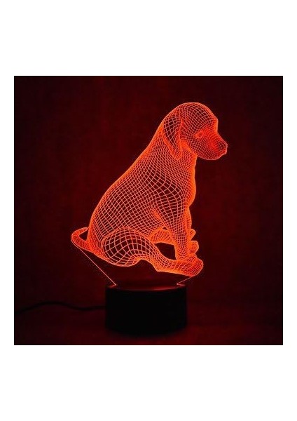 3D Kurt Gece Işığı Lambası Optik Yanılsama Köpek (Yurt Dışından)