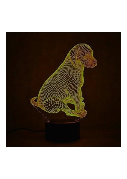 3D Kurt Gece Işığı Lambası Optik Yanılsama Köpek (Yurt Dışından)
