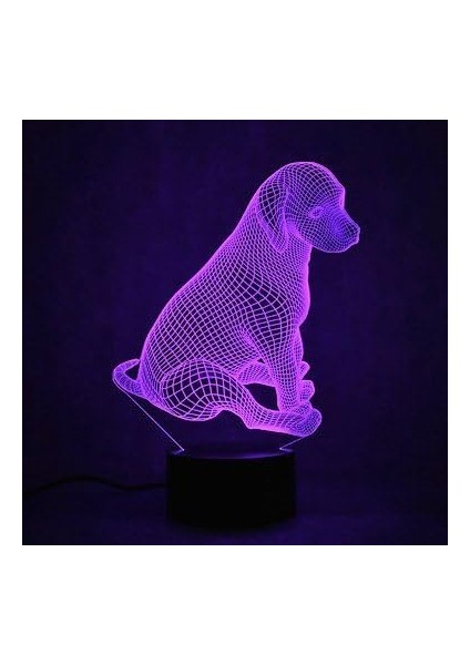 3D Kurt Gece Işığı Lambası Optik Yanılsama Köpek (Yurt Dışından)