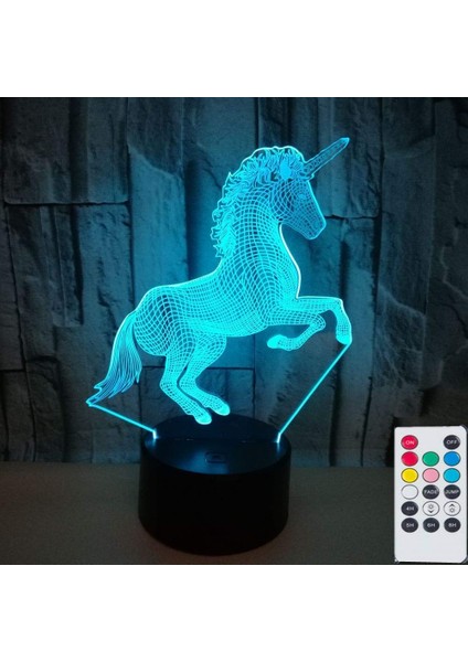Unicorn 3D Lambalar Uzaktan Kumandalı Gece Lambası, 7 (Yurt Dışından)