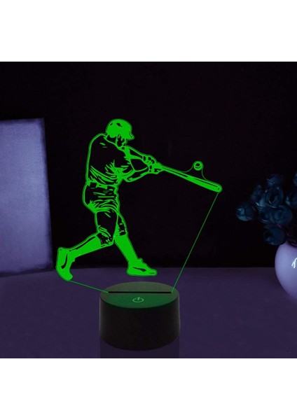 3D Beyzbol Oyuncusu Gece Lambası LED Dokunmatik Anahtar De (Yurt Dışından)