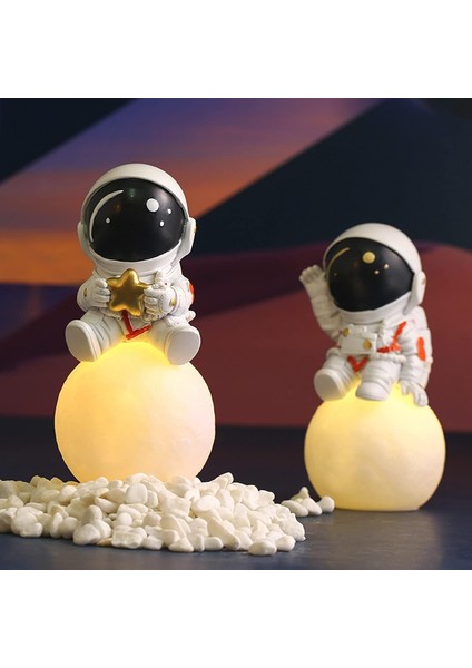 3D Astronot Ay Lambası LED Spaceman Başucu Gece B (Yurt Dışından)