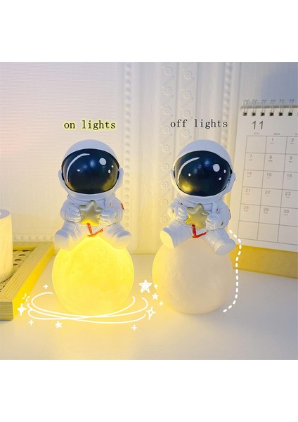 3D Astronot Ay Lambası LED Spaceman Başucu Gece B (Yurt Dışından)