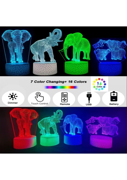 3D Futbol Gece Lambası, 4 Desen 3D Hologram Illus Fil (Yurt Dışından)