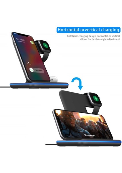 30W Kablosuz Şarj Standı iPhone 14 13 12 11 Xs Xr 3 In 1 Hızlı Şarj Standı Istasyonu Apple Watch 8 7 Se Pro (Yurt Dışından)