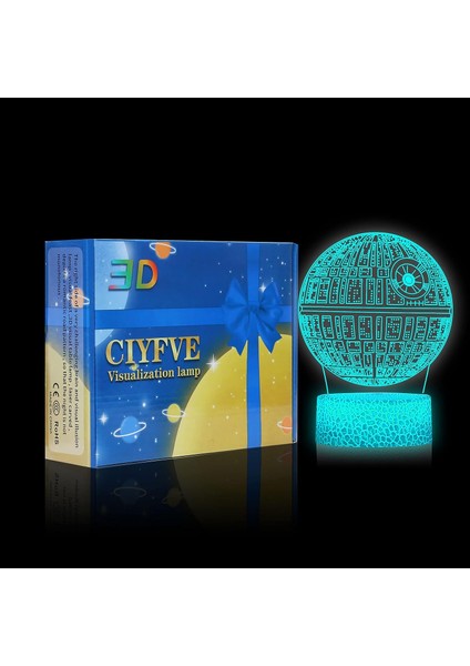 Uzay Gemisi 3D Gece Işığı Dokunmatik Kontrol - 7 Renk Ölüm Yıldızı (Yurt Dışından)