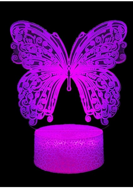 3D Kelebek Gece Lambası LED Lamba Illusio (Yurt Dışından)
