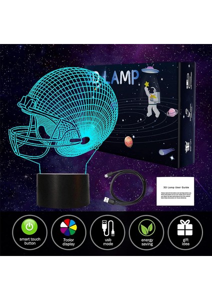 Erkek Çocuk Futbol 3D Gece Lambası, 3D Ru Futbol Kaskı (Yurt Dışından) fiyatları