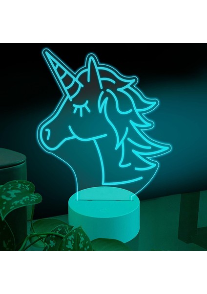 , Müzik 3D LED Masa Lambası, Caz Trompet I 8" x 10" Boynuz Yele Saçlı Beyaz Taban At (Yurt Dışından)