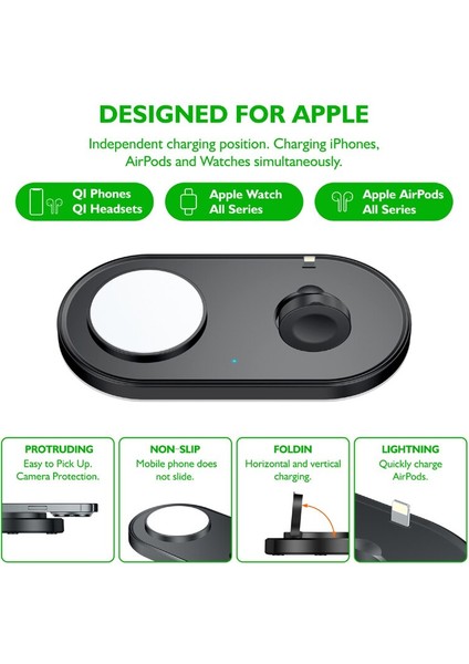 In 1 Kablosuz Şarj Pad Standı 15W Telefon Hızlı Şarj Dock Istasyonu iPhone 14 13 12 Pro Max Mini Apple Watch 8 7 (Yurt Dışından) modelleri