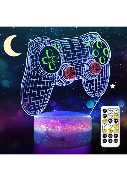 Denizkızı 3D Gece Lambası, Gamepad'de Dinamik Rgb Renkleri Değişiyor (Yurt Dışından)