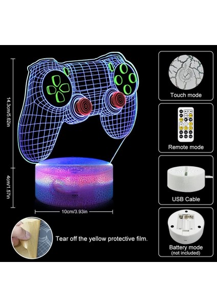 Denizkızı 3D Gece Lambası, Gamepad'de Dinamik Rgb Renkleri Değişiyor (Yurt Dışından)