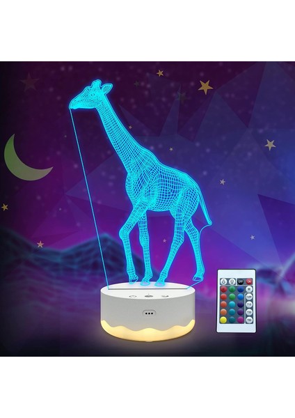 Zürafa Hediyeleri, Zürafa Gece Lambası, 3D Illüzyon La (Yurt Dışından)