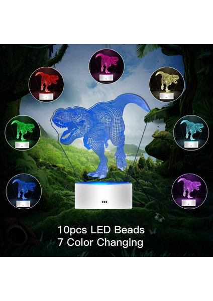 Erkekler Için 3D Dinozor Gece Lambası, Illusion Night L (Yurt Dışından)