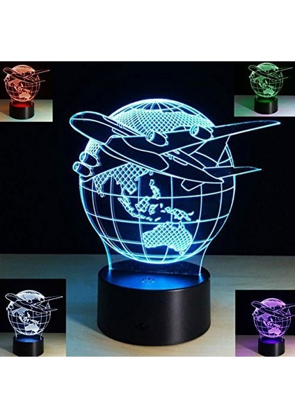 3D Uçak Küre Dünya Gece Lambası 7 C (Yurt Dışından)